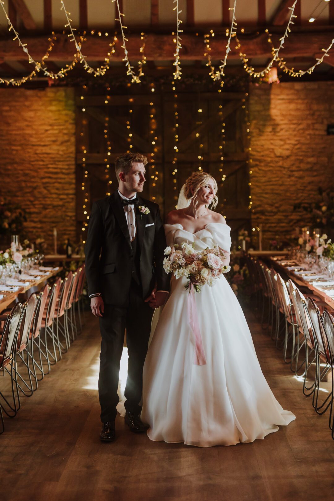 Bride and Groom barn wedding