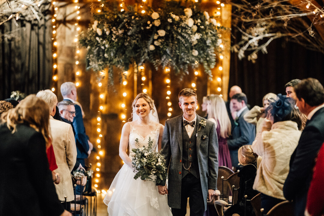 Indoor winter wedding ceremony