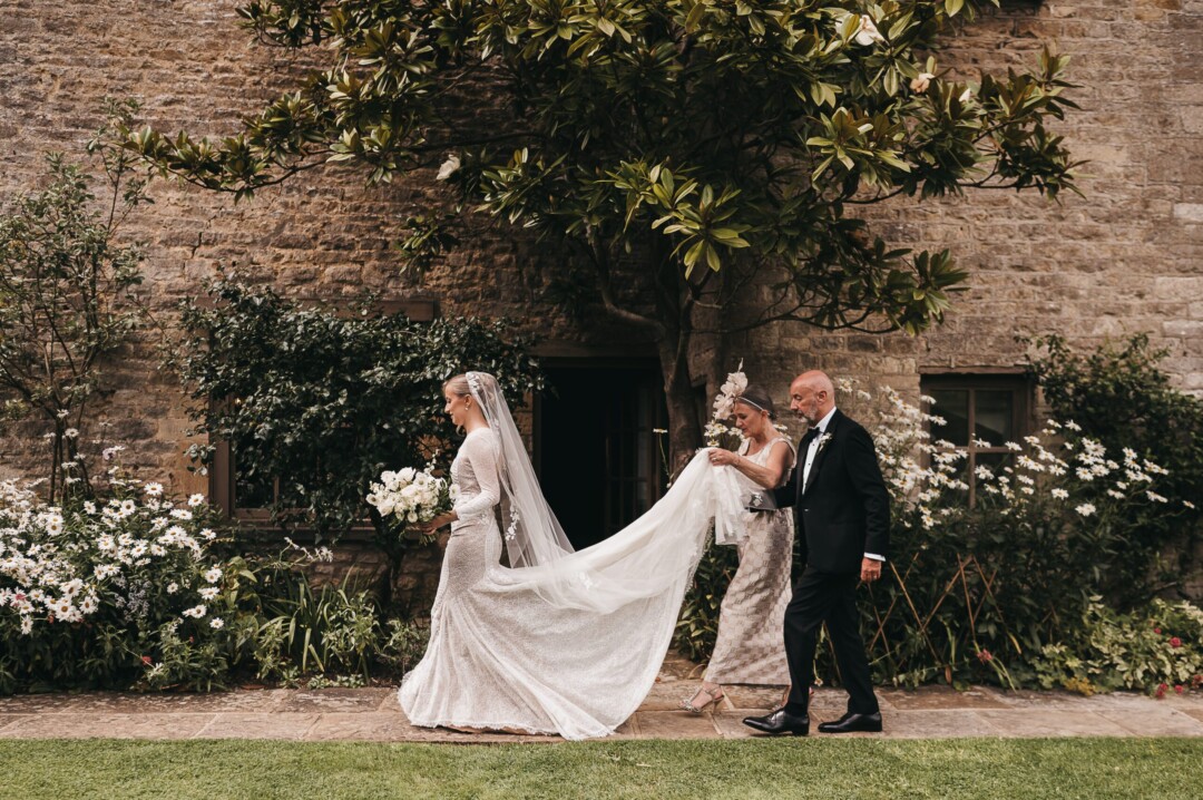 Summer wedding walk to the ceremony