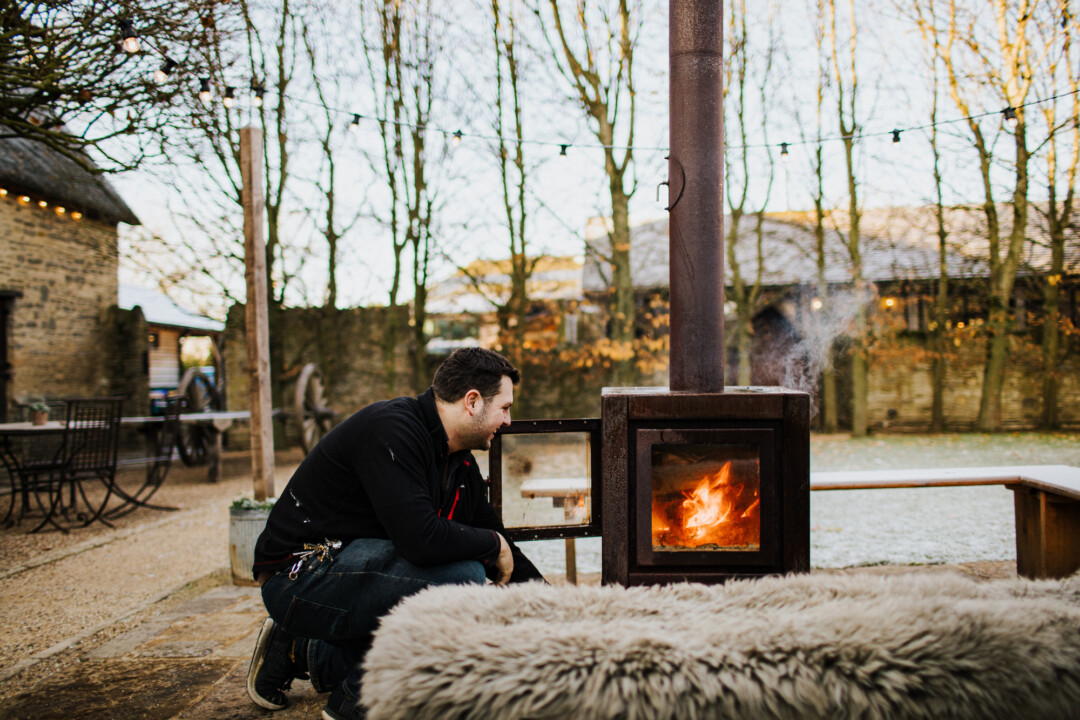 Woodburners in the gardens at Tythe