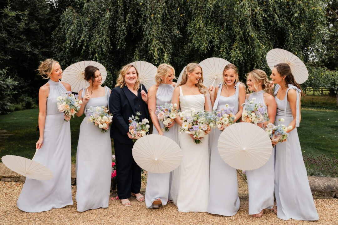 Summer bridesmaids in pale blue