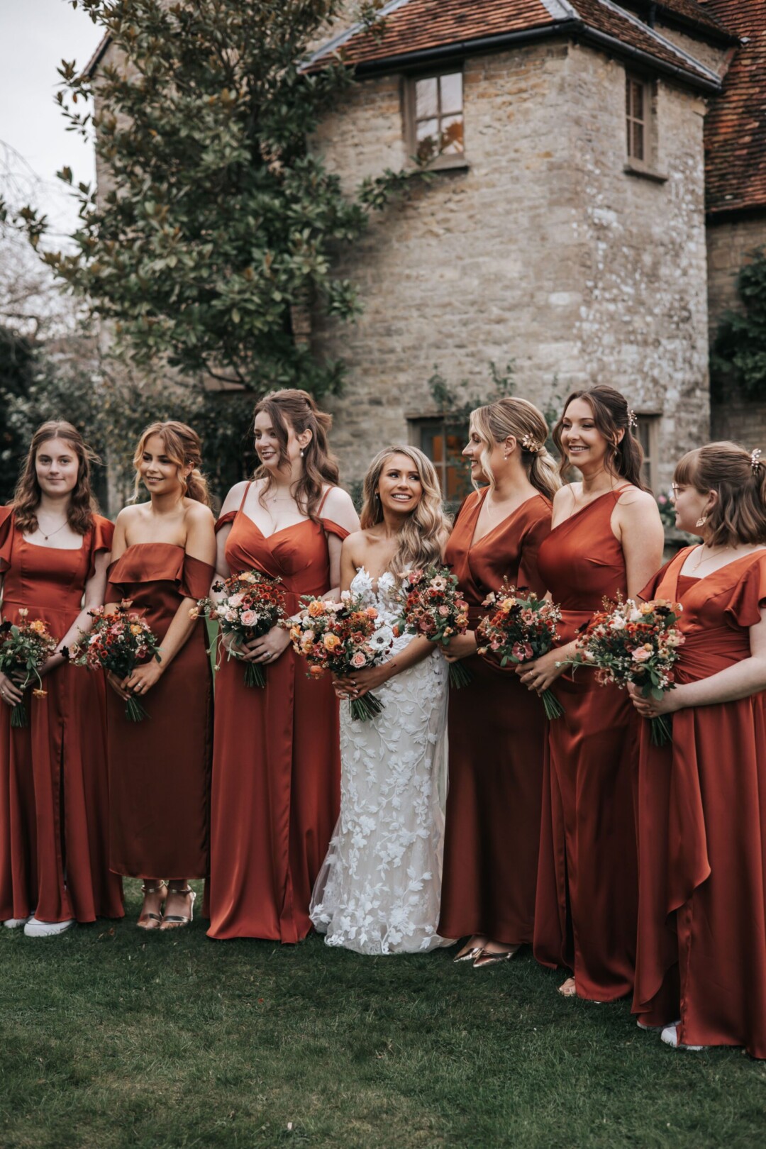Rust coloured bridesmaids dresses