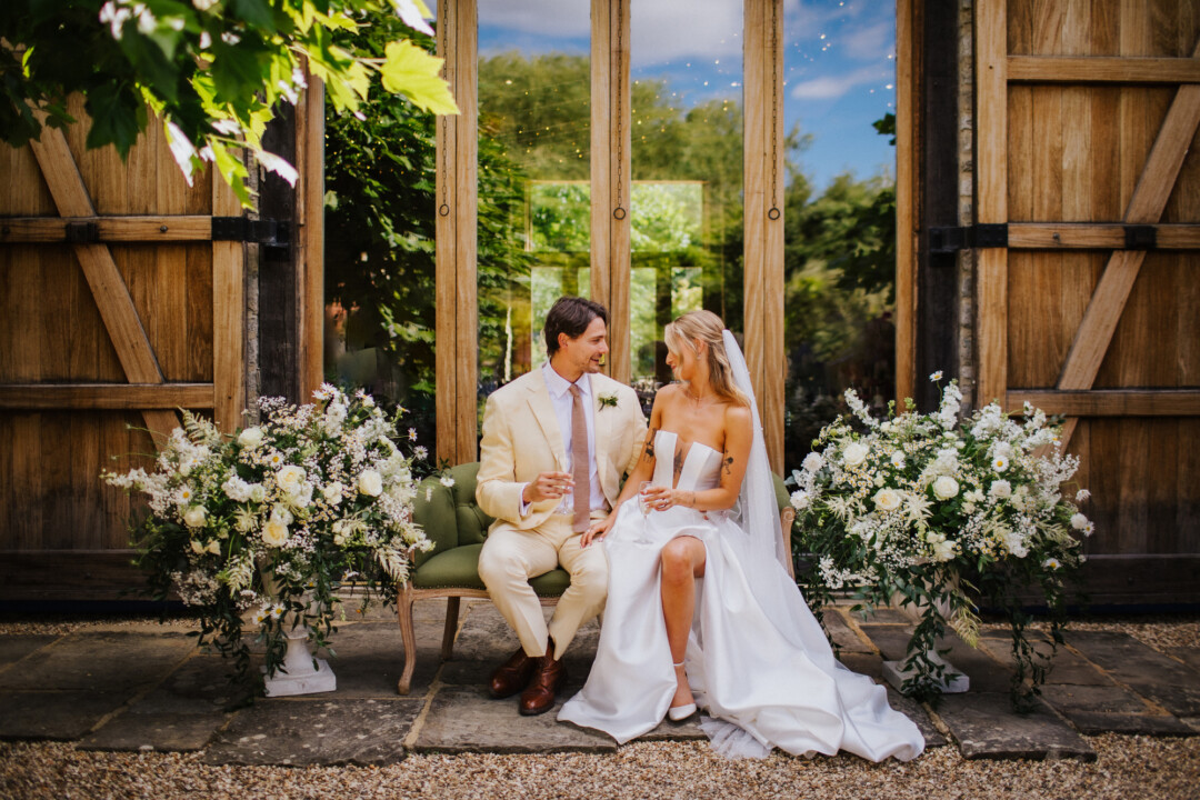Outdoor couples shot for summer wedding