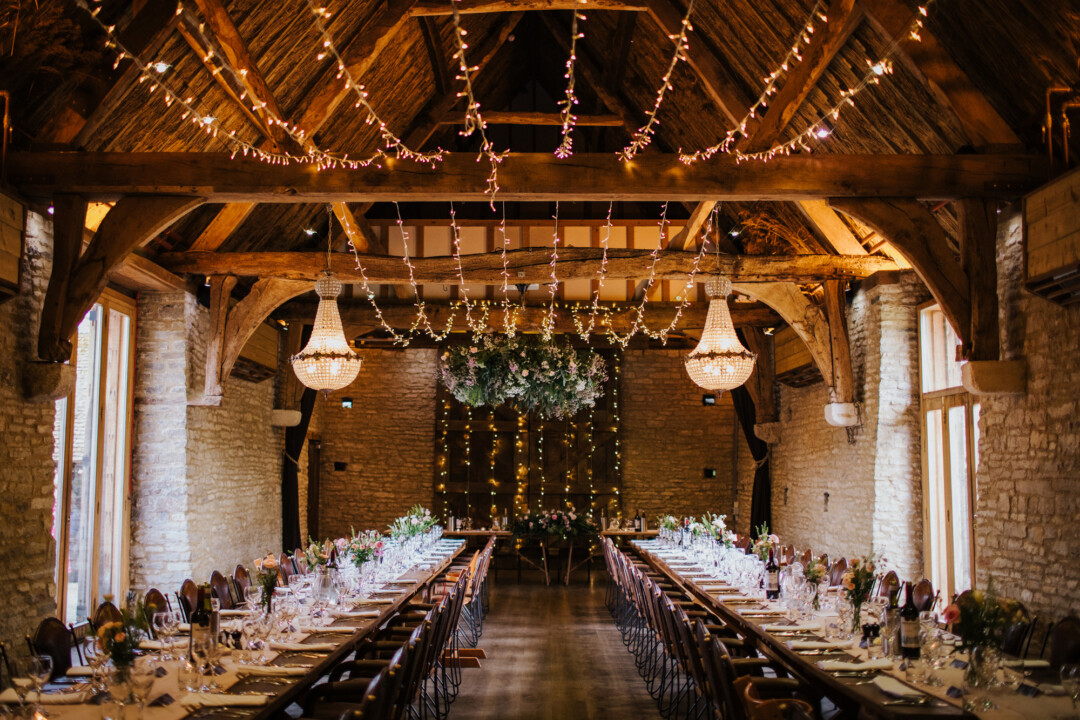 Wedding Breakfast with chandeliers